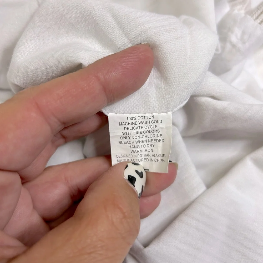 Girls 10 The Oaks Apparel White and Cream pillow case style dress with ruffle - Picture 4 of 4